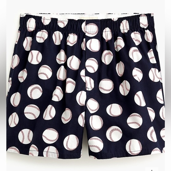 J. Crew Boxers in baseball print L6254 Navy Blue Red and White XS - Picture 1 of 3